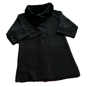 Ann Taylor Black Textured Hem Sweater Coat